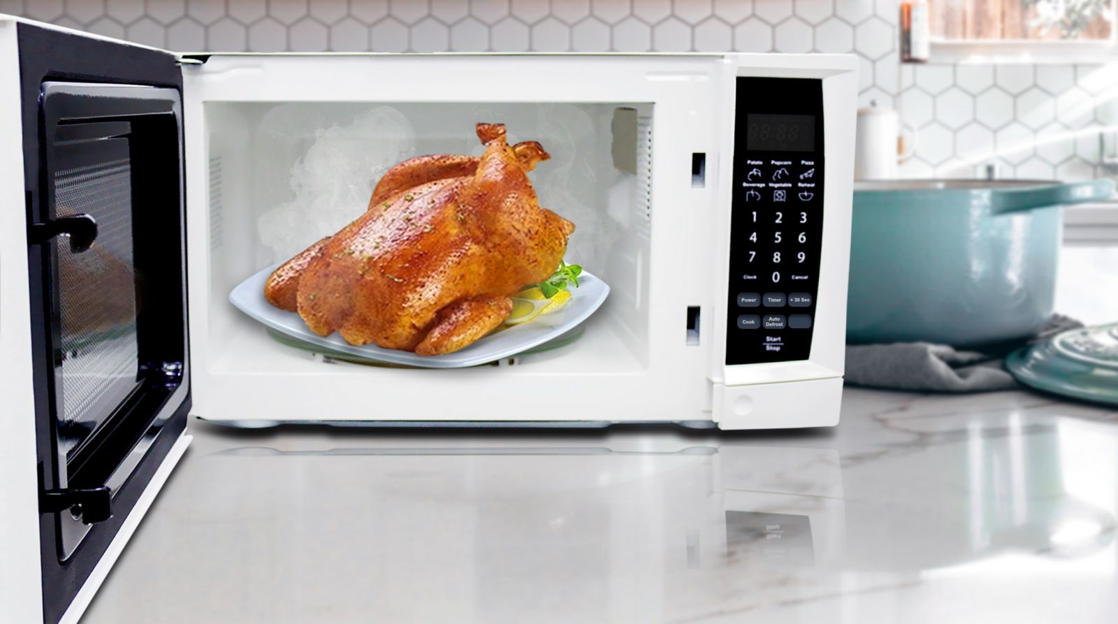 ▷ Aiwa Horno Microondas 1 Pie Acero Inoxidable Acabado Espejo (AWHMG28B0 ©